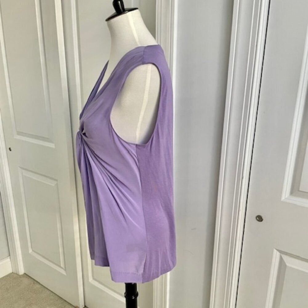 Kenneth Cole Purple V-Neck Twisted Tank Top Blouse Size Petite Large - Picture 2 of 4